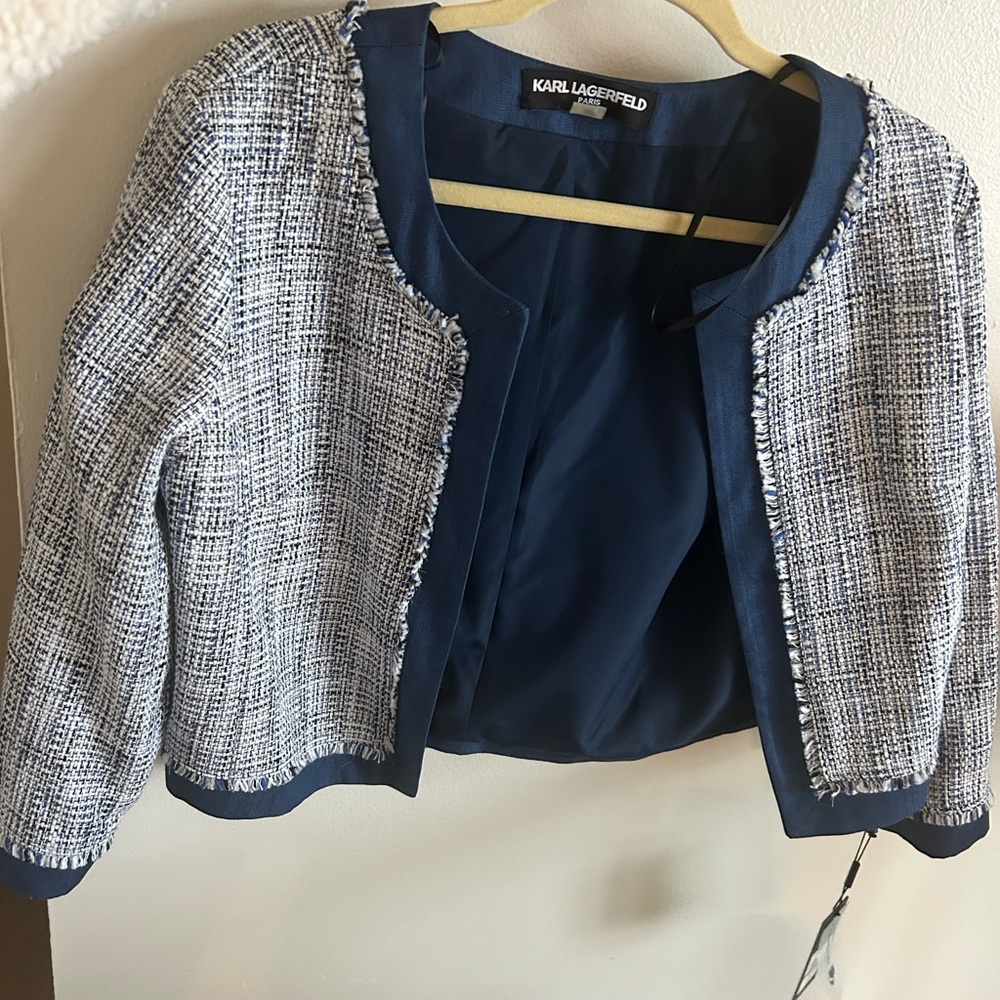 Karl Lagerfeld Navy Tweed Jacket